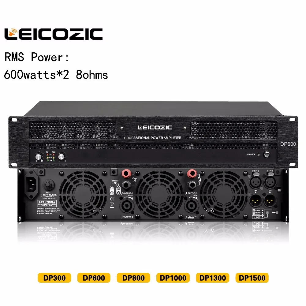 Leicozic DP600 профессиональный аудио усилитель 600 Вт x2 усилитель мощности для сцены pro аудио-усилители для церкви, свадьбы, пабов, студии