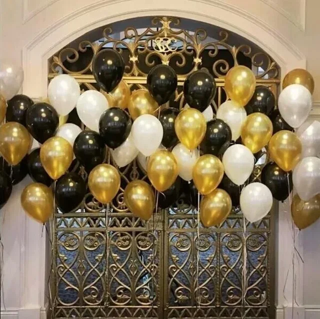 

30pcs/lot 10 inch Tiffany Gold Black Latex Helium Balloons Wedding Birthday Baby Shower Party Decor Supplies Kids Toy air globos