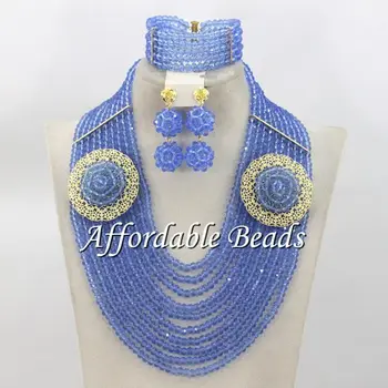 

Lilac Crystal Bridal Jewelry Sets Beautiful Nigerian Wedding Beads Set New Item Free Shipping ABE089
