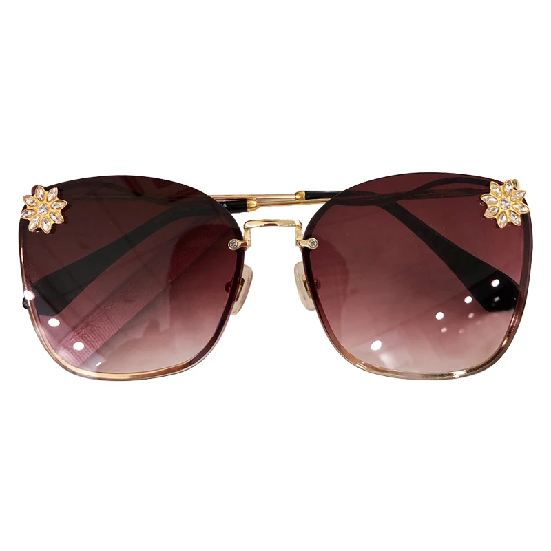 Новое поступление женские бескаркасных очки Для женщин высокое качество Брендовая дизайнерская обувь алмаз солнцезащитные женские очки оculos de sol UV400