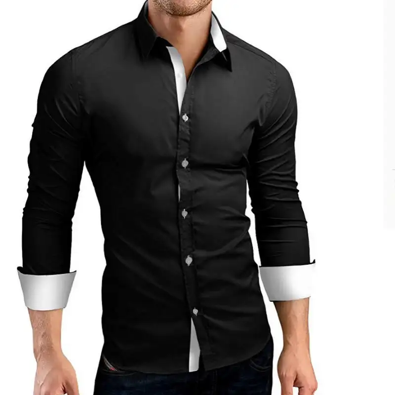 Men Shirt Brand 2019 Male High Quality Long Sleeve Shirts Casual Hit Color Slim Fit Black Man Dress Shirts 4XL C936 Men Shirt Brand 2019 Male High Quality Long Sleeve Shirts Casual Hit Color Slim Fit Black Man Dress Shirts 4XL C936