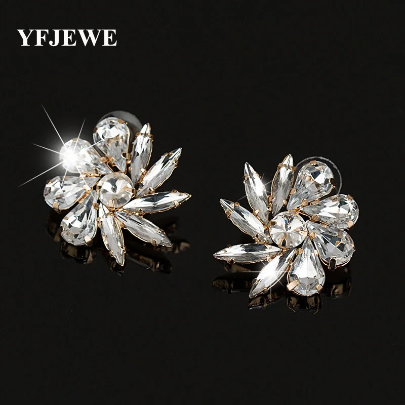 

YFJEWE Factory price wholesale Flower Design Stud Earrings Colorful Created Gold Color 2 color Jewelry earrings for Women #E346