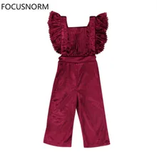 Focusnorm Горячие Дети Обувь для девочек бархат комбинезон с открытой спиной комбинезоны комбинезон одежда Размеры От 2 до 6 лет
