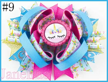 

free shipping 50pcs/lot 4.5'' inspired unicorn hair bows cartoon rainbow unicorn hair clips happy birthday bows