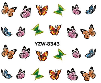YZWLE 1 лист на выбор бабочка серия наклейки для ногтей водяные наклейки для ногтей искусство переводные наклейки s для ногтей - Цвет: YZW8343
