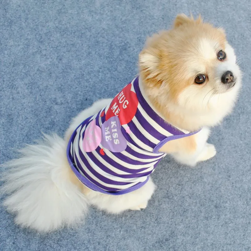 Мягкий хлопковый котенок щенок футболка жилет боди для чихуахуа товары для домашних животных летняя собачья одежда в полоску Одежда для маленьких собак