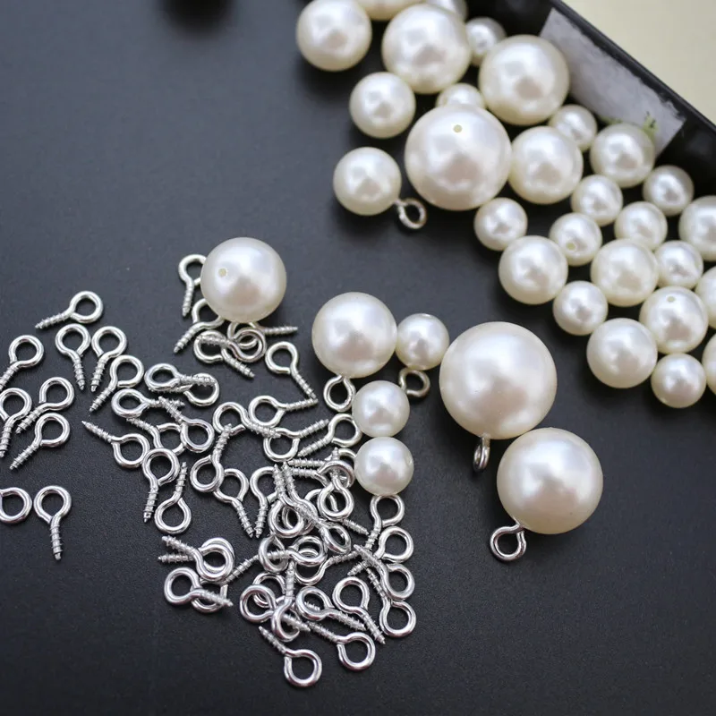

30PCS Imitation Pearl Rivets DIY Garment Accessories Pearl Screw Rivet Spikes For Cloth Trinkets Hat Crafts Decoration Button