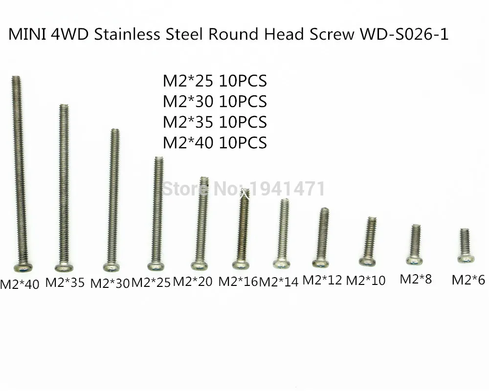 RFDTYGR M2 винты с круглой головкой из нержавеющей стали самодельные детали для Tamiya MINI 4WD M2 винты с круглой головкой WD-S026-1 40 шт./лот