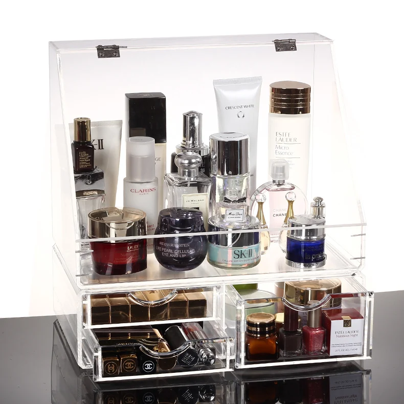 

Transparent cosmetics oversized storage box clamshell dermoprotector storage rack desktop storage box