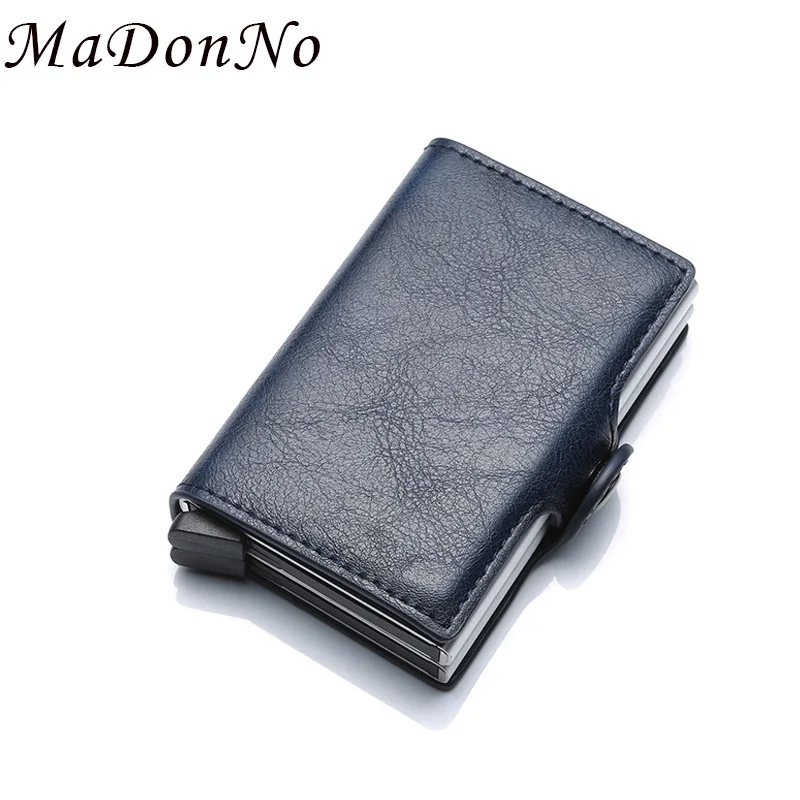 MaDonNo محفظة بشريحة RFID الرجال المال حقيبة رقيقة البسيطة محفظة الذكور المعادن الألومنيوم بطاقة محفظة ماجيك سليم صغيرة الذكية محفظة للرجال فليت