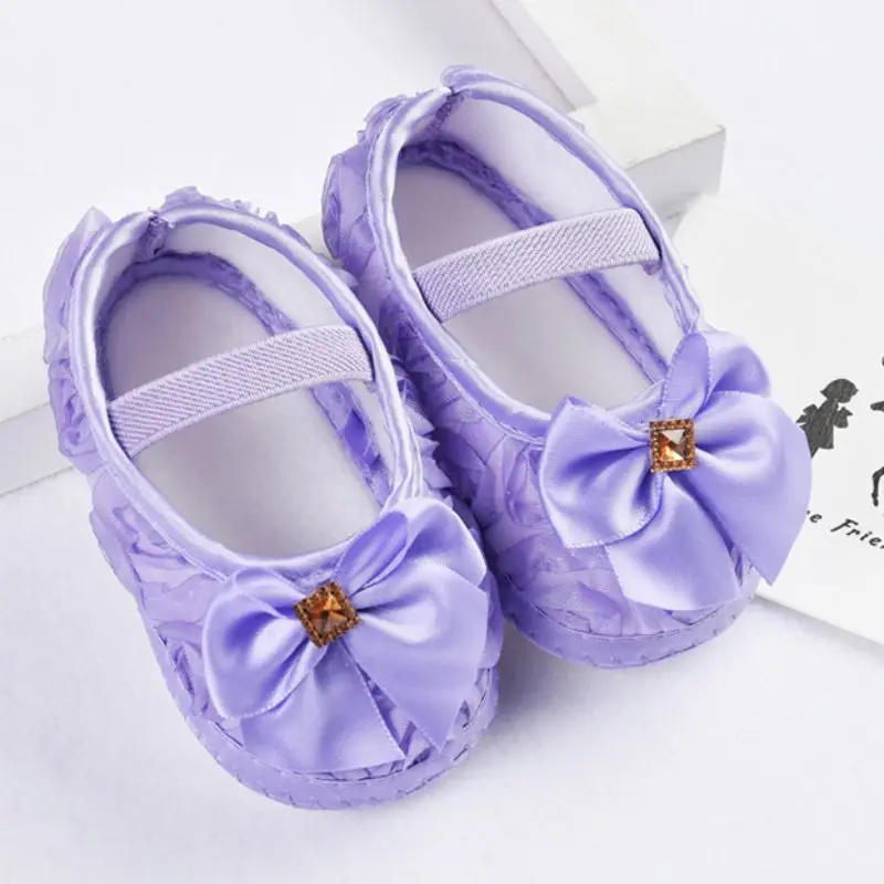 Детская обувь для девочек Первый Walker благородный лук цветок принцесса обувь детская мягкая подошва обувь Впервые Уокер 0-18 м