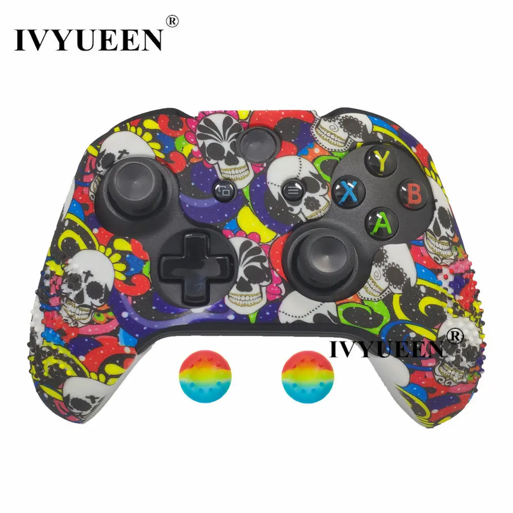 Colorfull Skulls IVYUEEN настраиваемый защитный чехол для microsoft Xbox One X S тонкий контроллер с ручкой для большого пальца - Цвет: Colorfull Skulls