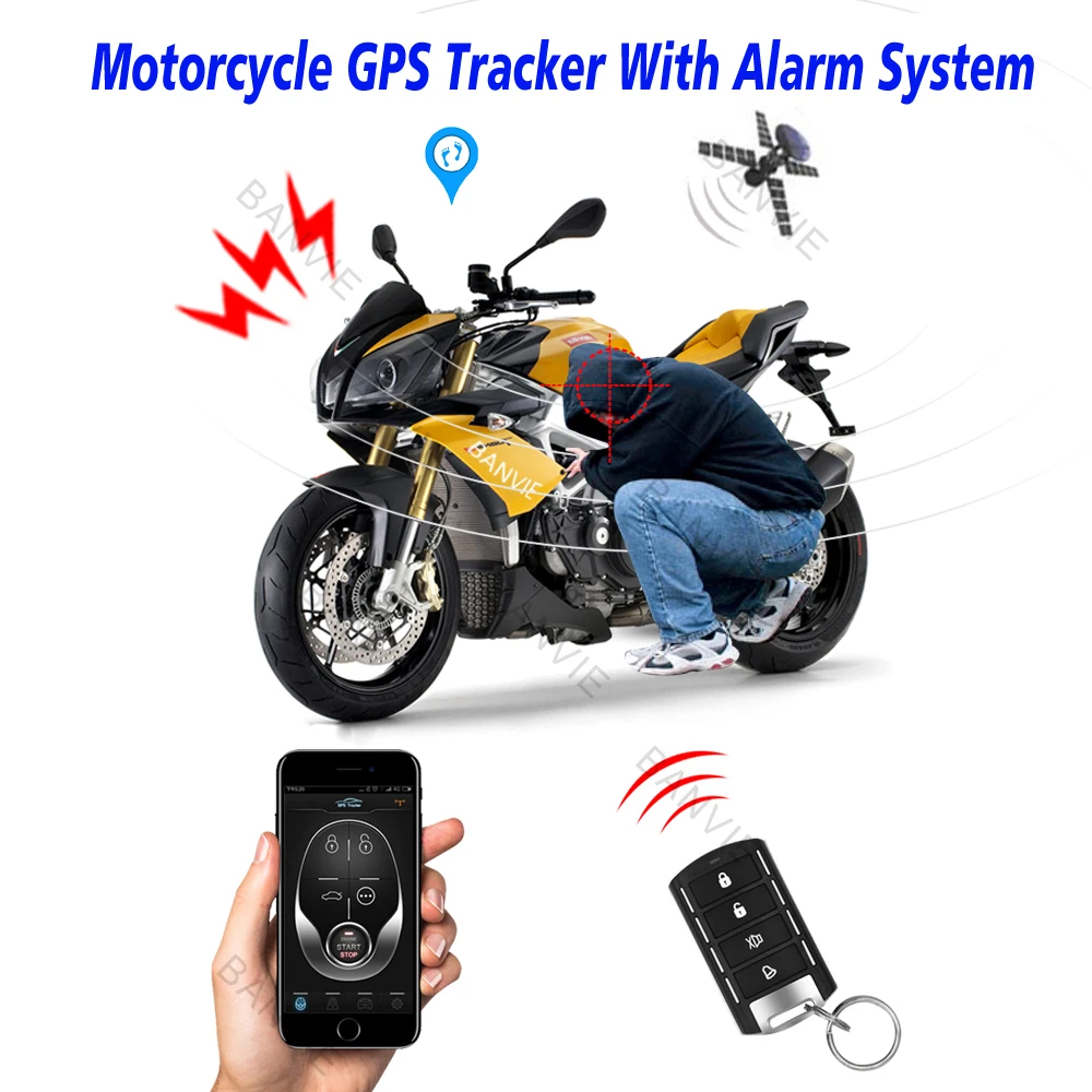 High Quality Motorcycle GPS Tracker One Way Remote Engine Start Motorcycle Alarm with Android and Iphone