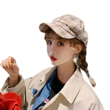 Concise Beret women hat Chic Newsboy Hat Fashionable Retro Artist Tartan Cap For Men Women Concise Beret women hat Chic Newsboy Hat Fashionable Retro Artist Tartan Cap For Men Women