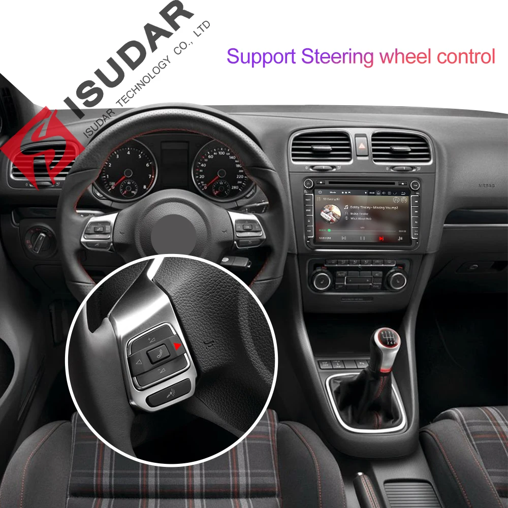 Isudar 2 Din reproductor Multimedia Android 8,1 Radio Auto para Skoda/Seat/Volkswagen/VW/Passat b7/POLO/GOLF 5 6 DVD GPS Quad-core - 4