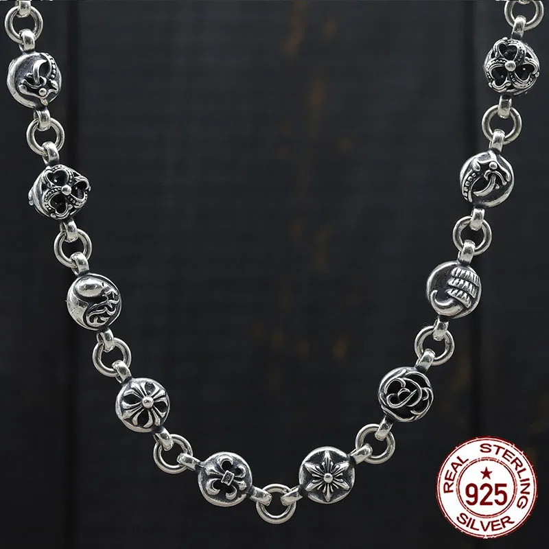 

100% S925 sterling silver necklace personality retro domineering thick birthday sweater chain fashion couple gift 2019 new hot