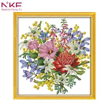 NKF Wild bouquet 1 DIY handmade DMC 14ct and 11ct Cross stitch kit and Precise Printed Embroidery set nkf 11ct