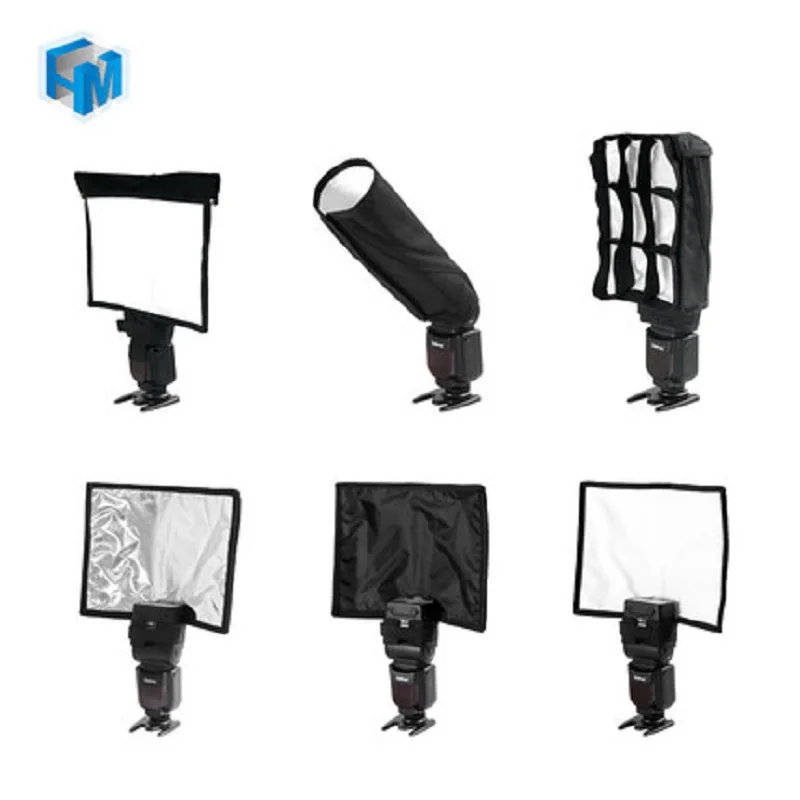 5 в 1 вспышка Speedlight комплект 3 x складной Speedlight отражатель + Snoot флэш софтбокс диффузор + Honeycomb сетки с сумка для переноски