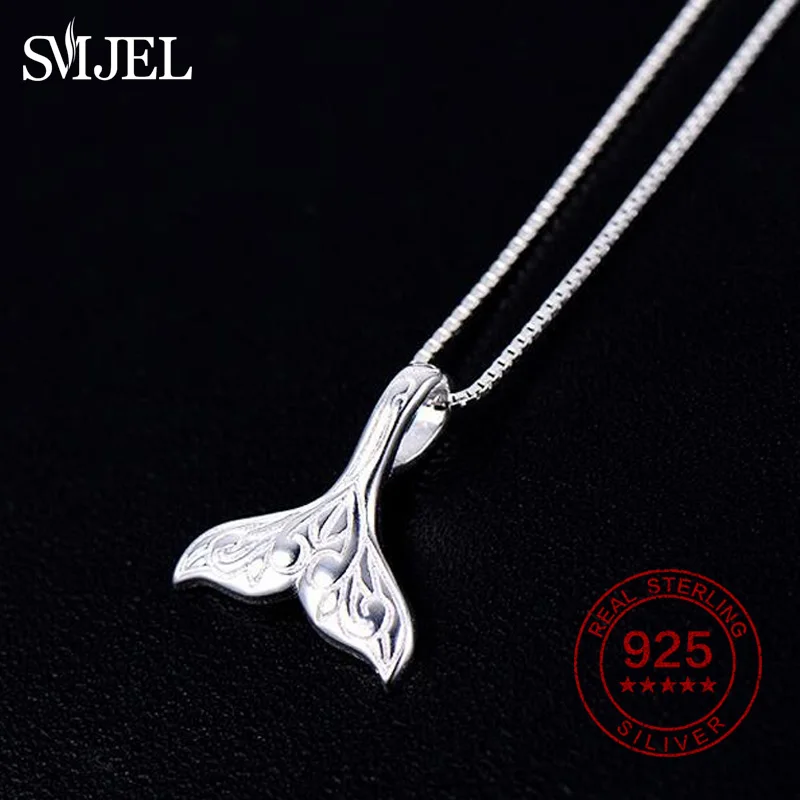 Ожерелье-Шарм SMJEL из стерлингового серебра 925 пробы с хвостом Кита и рыбой