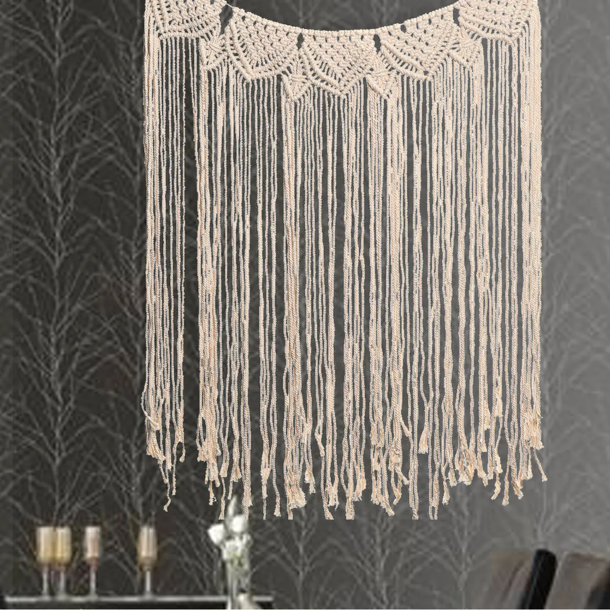 KiWARM 1 piezas 81x115 cm macramé pared colgante tapiz Sala divisor puerta ventana cortina boda telón de fondo decoración del hogar suministros
