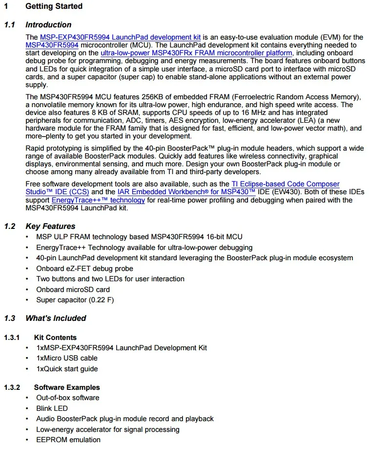 MSP-EXP430FR5994 INFO 2