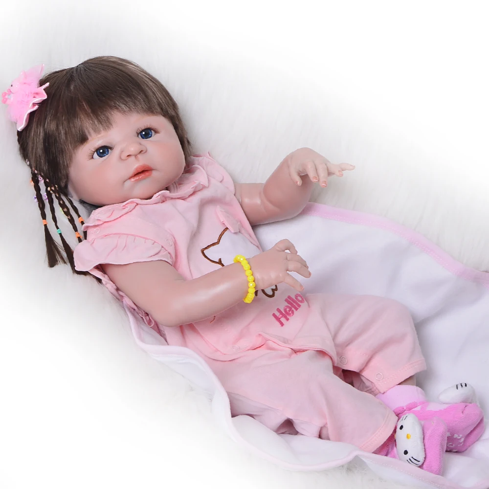 

57 cm Realistic Reborn Dolls Full Silicone Vinyl Newborn Girl Babies Lifelike Princess 22' Reborn Boneca Holiday Gifts Bath Toy