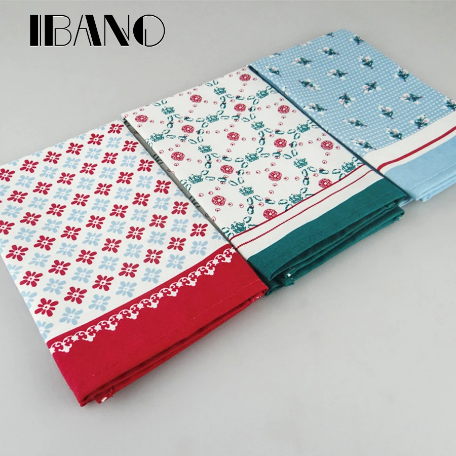 

2pcs/lot Cotton Flowers Printed Napkins Dish Kitchen Towel Cleaning Cloth 35x38cm Tea Towel durable pano de prato
