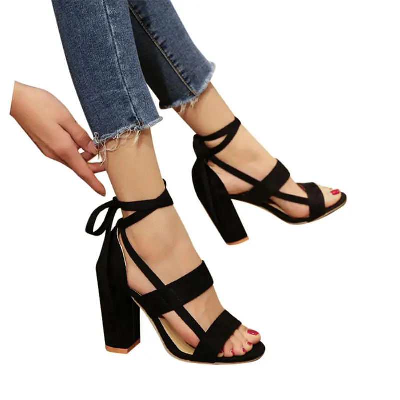 

Sandalia 2019 Fashion Women Ladies Sandals Ankle High Heels Block Party Open Toe Shoes Feminina Buty Damskie C50#