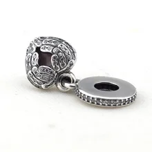 Подходит для бусины Pandora Браслеты Крылья ангела Подвески с прозрачной CZ и розовой эмалью стерлингового серебра 925 ювелирные изделия