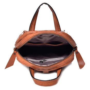 

Faux Leather Women Vintage Backpack Shoulder School Travel Bag Small Casual Rucksack Tote Bag