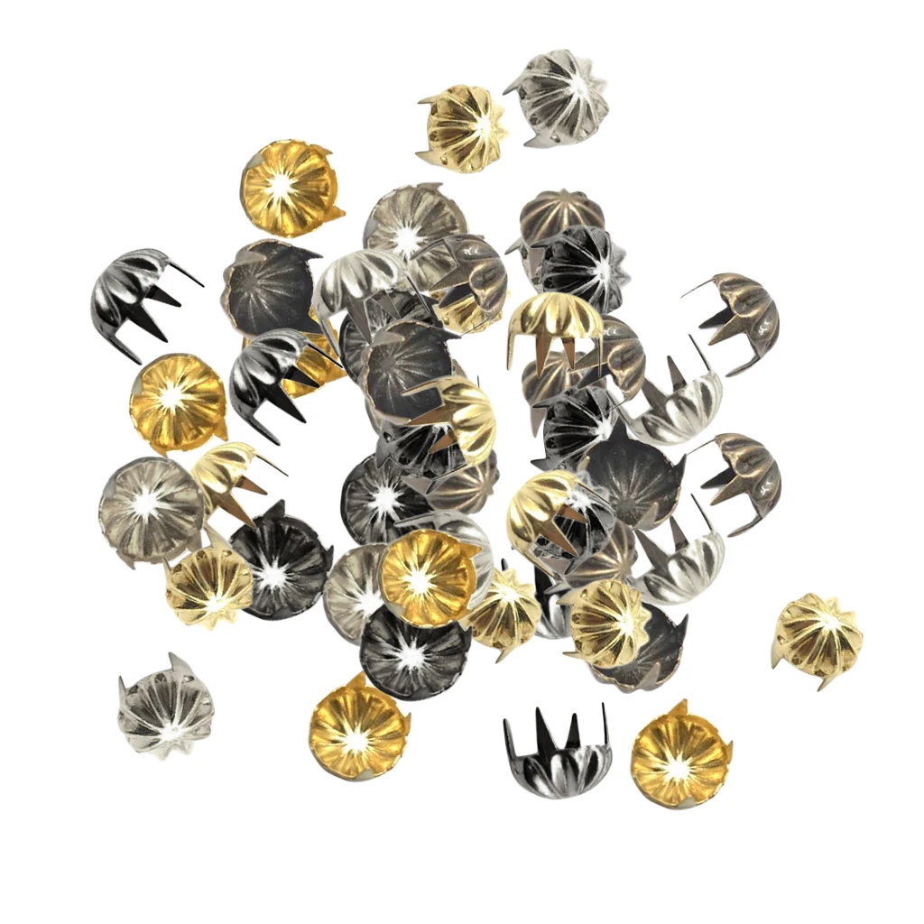 50pcs Metal Pumpkin Studs Claw Rivet Leathercraft Punk for Bags Jeans Belt Decoration