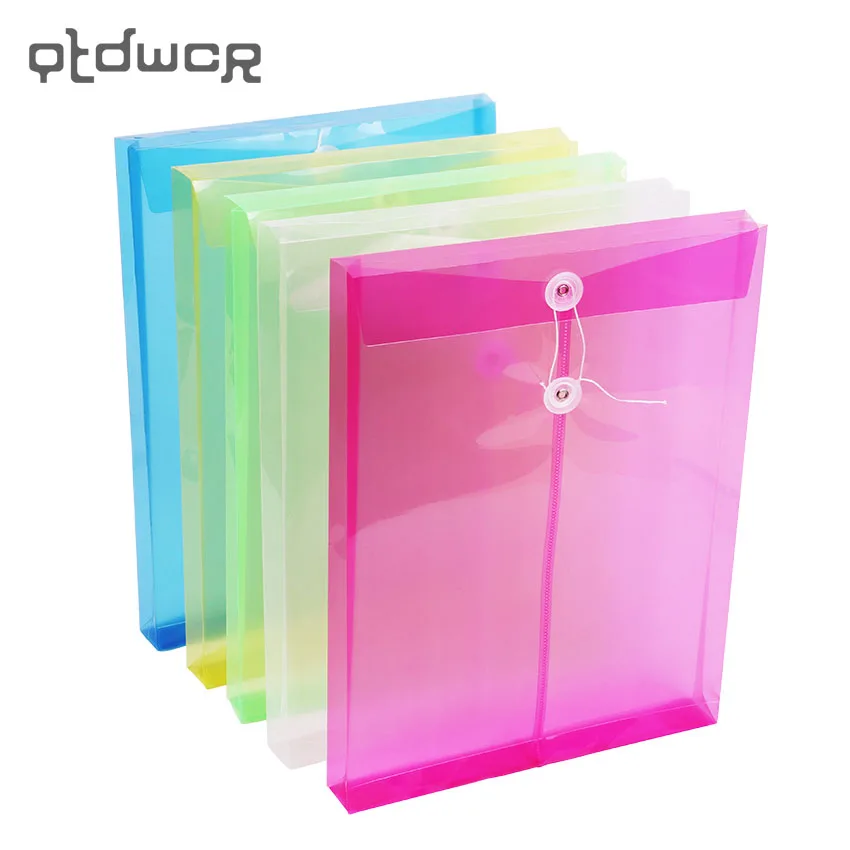 1PC Fashion A4 Office File Bag Button Closure Folder Bag Transparent