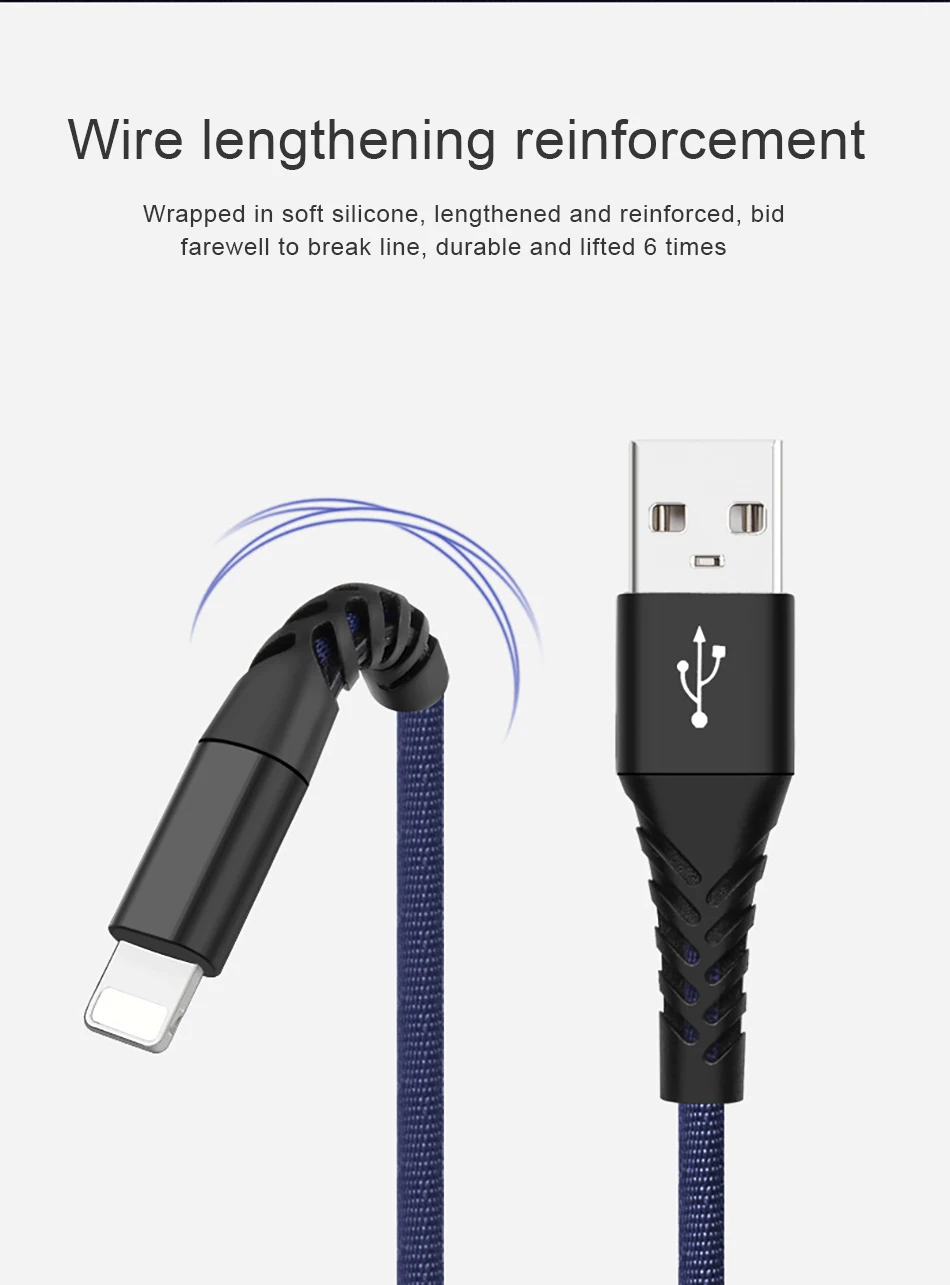 NOHON Durable Fast Charger Data USB Cable For Apple iPhone XS MAX XR X 7 6 8 6S 5S Plus IOS 10 11 12 Lighting Phone Charge Cable (11)