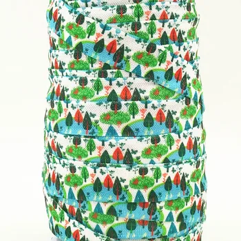 

Q&N ribbon wholesale/OEM 5/8inch 16mm 160603009 forest printed folded over elastic FOE for hairbows free shipping