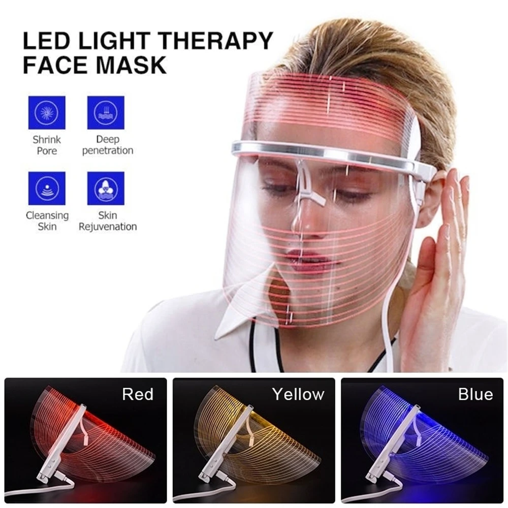 

LED Facial Mask Skin Rejuvenation Wrinkle Removal Anti-Aging Mask Therapy 3 lights multifunctional Beauty Machine