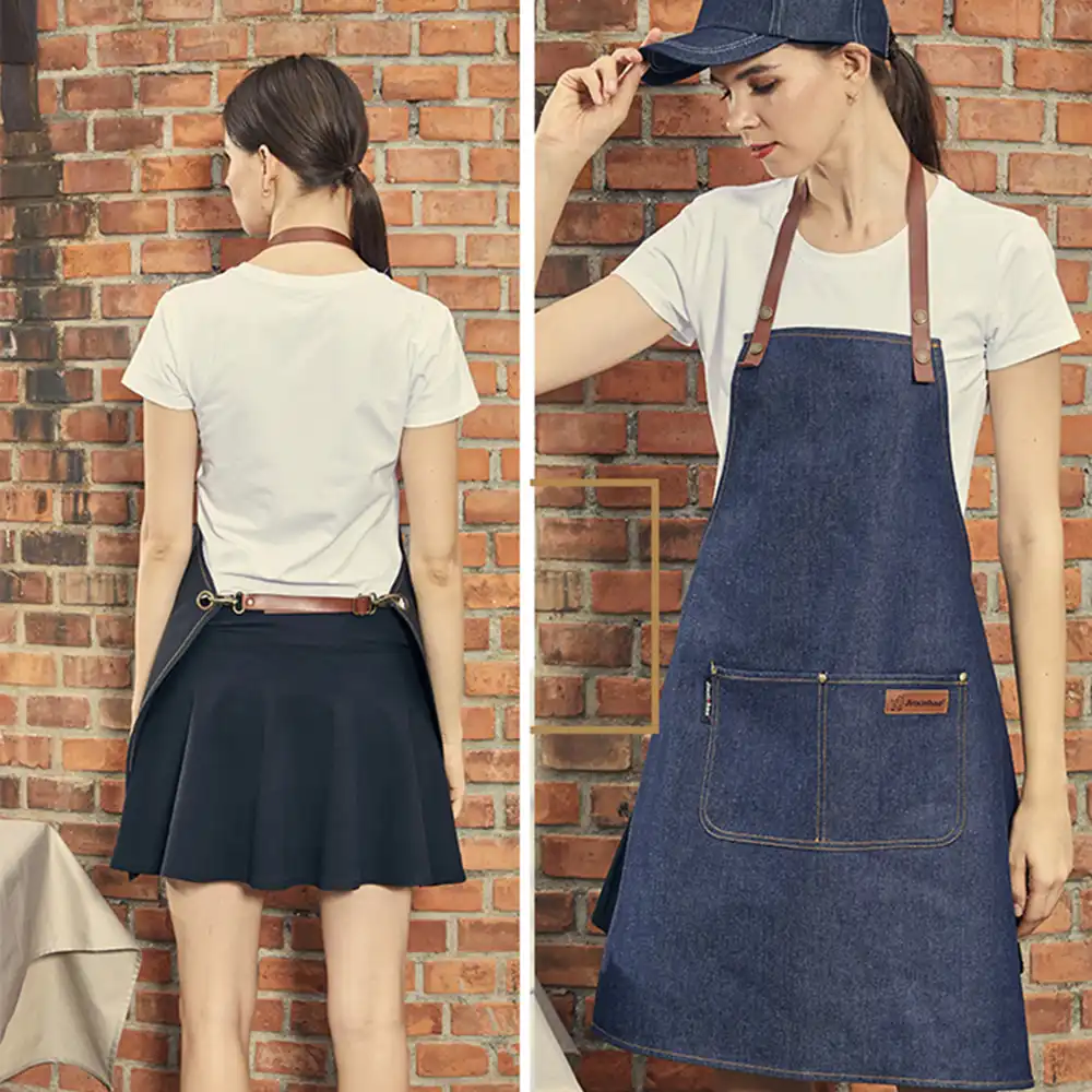場合新シェフエプロンファッションクッキングエプロンキッチンエプロン女性の男性のためシェフウェイターカフェショップバーベキュー美容ツールデニムエプロン エプロン Aliexpress