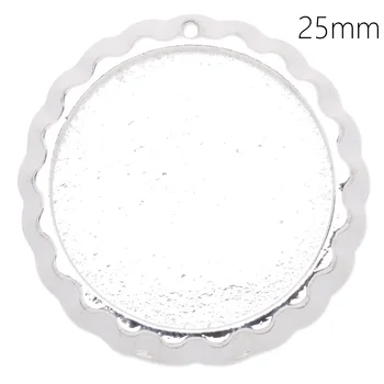 

31.5 mm Silver tone Round Blank Pendant Base Cameo Tray for Jewelry Making fit 25 mm Cabochon, 20 pcs-C4203