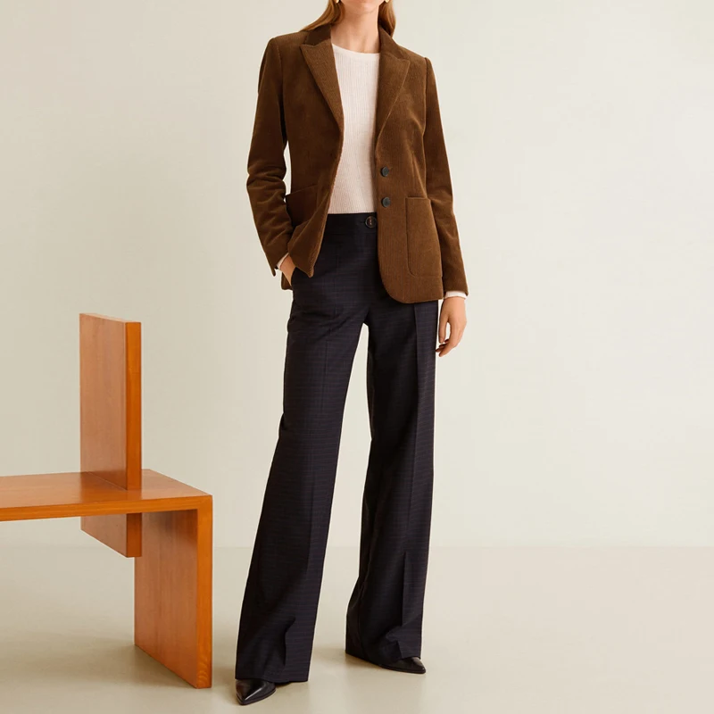 YNZZU Vintage Single Breasted Corduroy Blazer Women 2019 Spring Elegant Women Blazers and Jackets Loose blazer feminino YO763