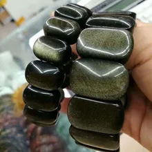 Cuentas de obsidiana oro Natural pulsera de piedra Natural pulsera de DIY de la joyería para hombre para la riqueza mayor el envío libre!