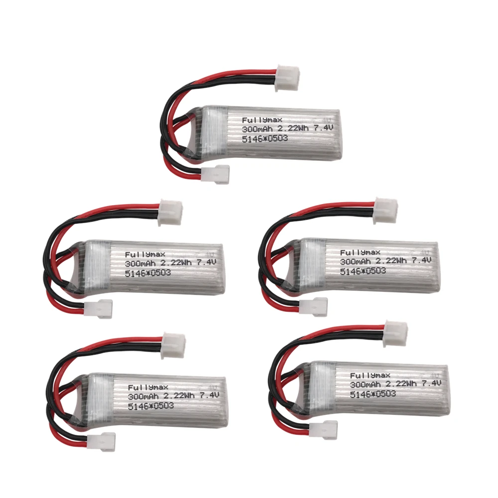 7,4 V 300mAh 30c Li-Po батарея для WLtoys F959 самолет запасная часть XK DHC-2 A600 RC самолет - Цвет: 5pcs