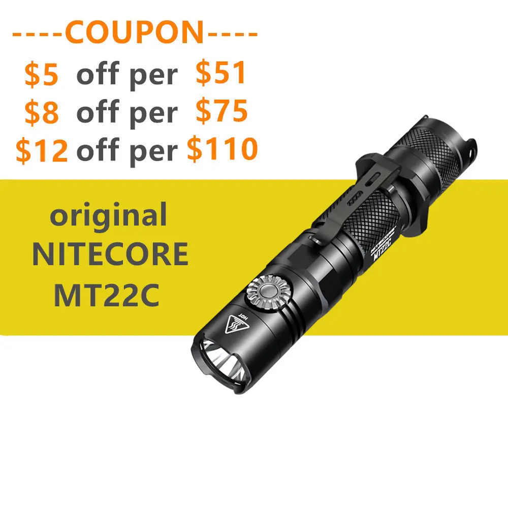 

NITECORE MT22C 1000LM Infinitely Variable Brightness Compact Flashlight,CREE XP-L HD V6 LED Compact yet Powerful rotary switch