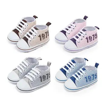 

Striped Navy Multicolor Baby Casual Shoes Canvas Breathable Soft-soled Baby Toddler Shoes Antiskid for 0-18M