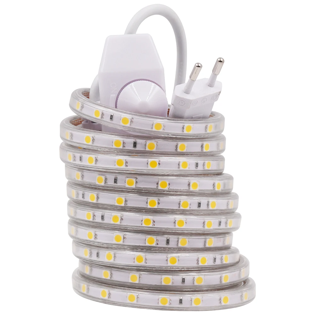 Светодиодная лента 220 SMD 60 светодиодов/м 5050 в|220v led strip 5050|220v stripled |