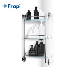 Frap-estante de baño de 3 capas, estantería de vidrio para inodoro, cesta de champú montada en la pared, soporte para vaso de baño, accesorios para F1907-3