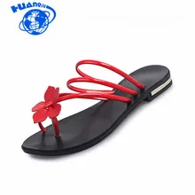 Модный цветочный Женская пляжная обувь Летние тапочки летние Сланцы Flat Обувь для дам Размеры 35–40 jdd34