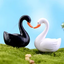 1 шт. 2 цвета черный белый лебедь садовое украшение миниатюрное фигурка горшок для растений Сказочный садовый декор