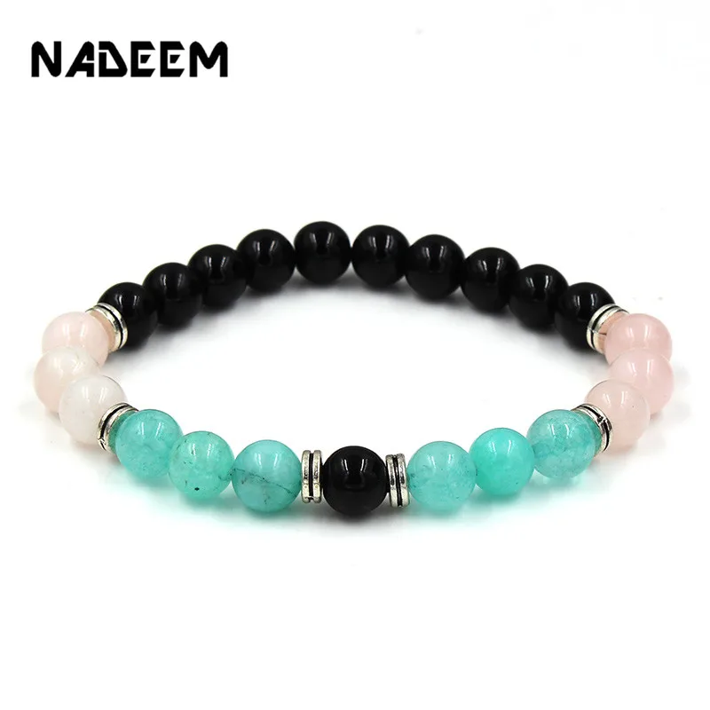 

Men Woman Bead Bracelet Beaded Pink Green Quartz Prayer Beads Buddha Bracelet for Women and Mens Pulseras Masculina