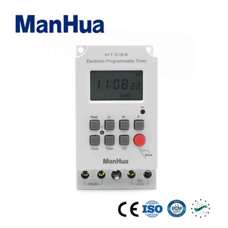 

ManHua Din Rail 220VAC 30A MT316S Programmable Electronic Timer For Universal Electric Appliance Digital Timer Switch