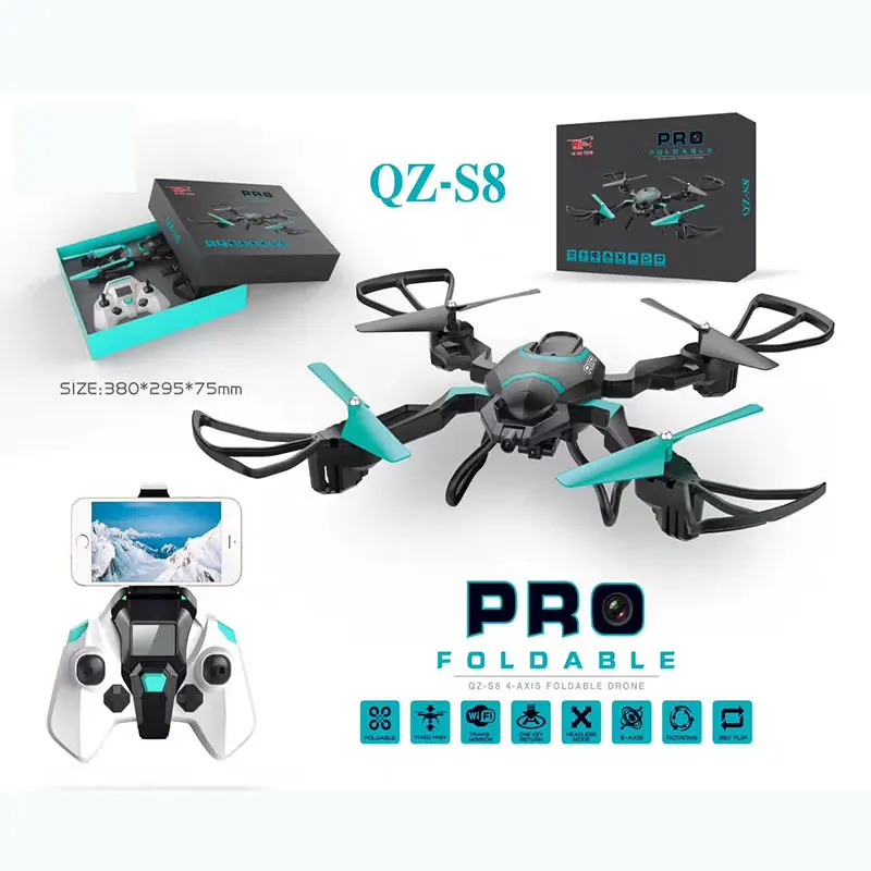 

Foldable RC Quadcopter Drone S8 Wifi FPV 0.3MP/720P HD Camera Real-time Transmission Aerial One Key Return Altitude Hold Drone