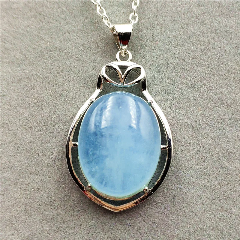 

Natural Blue Aquamarine Pendant 30x20mm For Women Men Luxury Love Gift Water Drop Stone 925 Silver Crystal Necklace Pendant AAAA